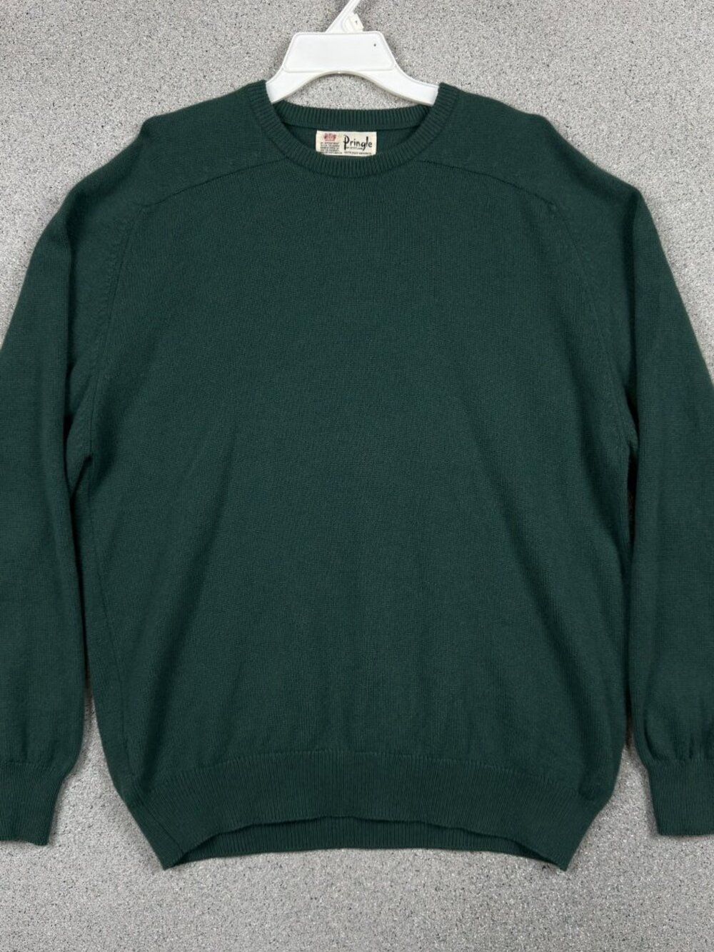 Pringle of Scotland Men's Crewneck Sweater L Green Vintage 100% Cashmere